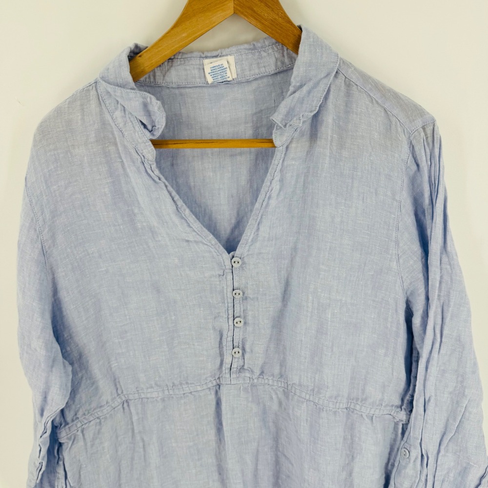Sigrid Olsen Light Blue Linen Tunic Size XL Babydoll Coastal Lagenlook Drapey - Picture 4 of 7